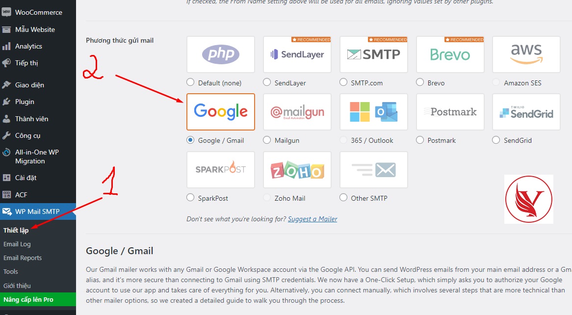 Bước 1: Các bạn vào thiết lập WP Mail SMTP