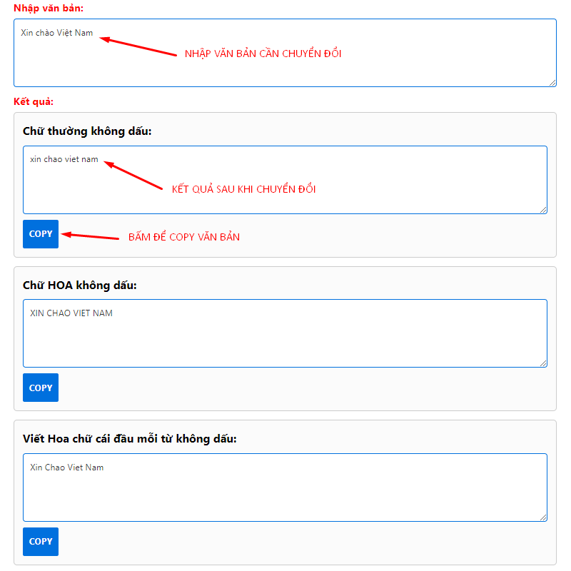 Chuyển chữ có dấu thành không dấu Online