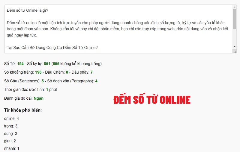 Đếm số từ Online | Công cụ đếm ký tự trực tuyến