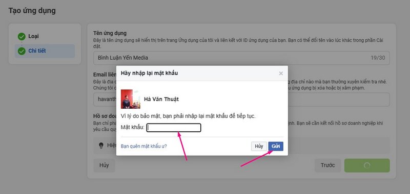 Nhập mật khẩu hoàn tất
